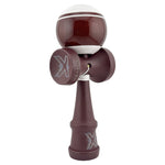 Kendama X Originala, Profesionala, Flippy, Super Sticky Legendary, Rulment Metalic cu Ata 55 cm, Alb/Maro