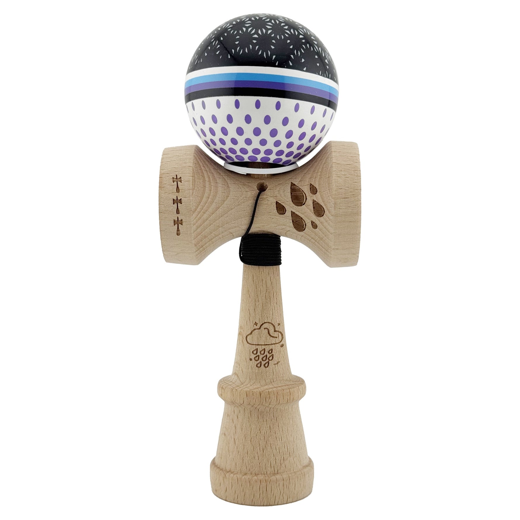 Kendama X Originala, Profesionala, Flippy, RAINDROPS, Super Sticky cu Cupe Mari KING SIZE V3, Gaura in Baza, Rulment