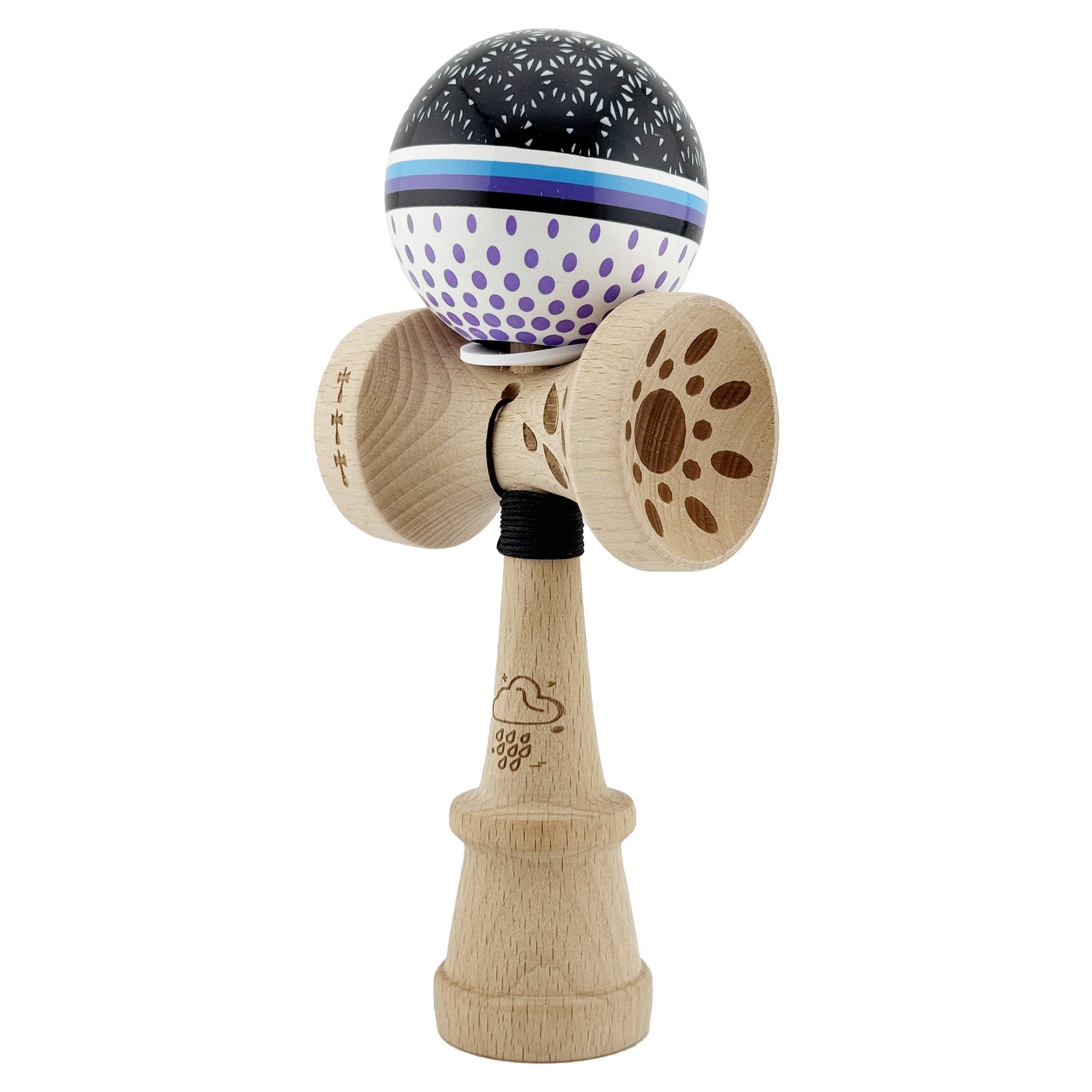 Kendama X Originala, Profesionala, Flippy, RAINDROPS, Super Sticky cu Cupe Mari KING SIZE V3, Gaura in Baza, Rulment
