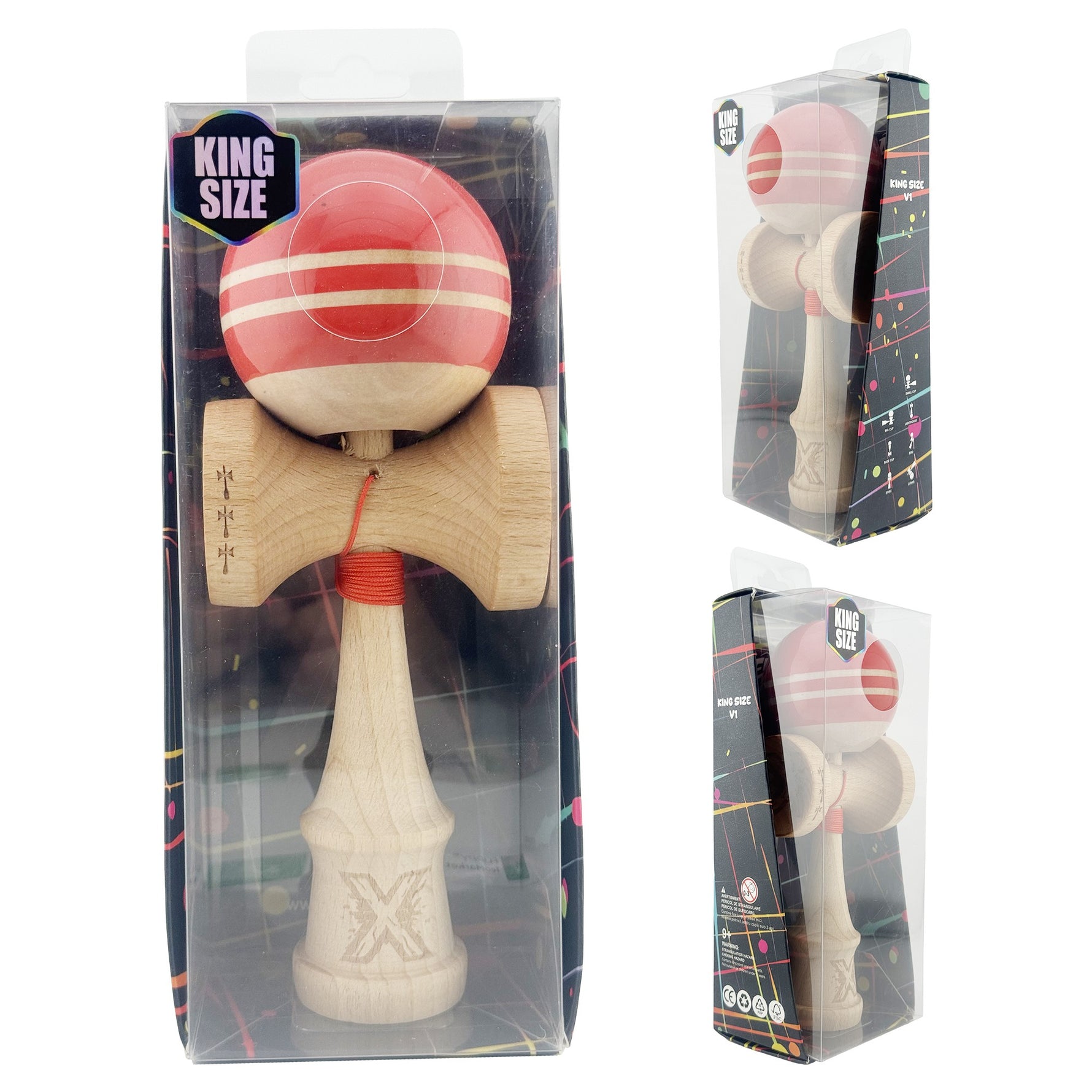 Kendama X Rainbow Originala, Profesionala, Flippy, Big Cups V2, Super Sticky cu Cupe Mari, Rulment Metalic, din lemn 18