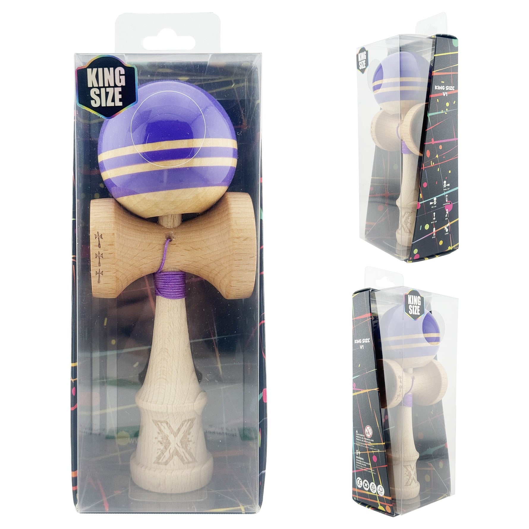 Kendama X Rainbow Originala, Profesionala, Flippy, Big Cups V2, Super Sticky cu Cupe Mari, Rulment Metalic, din lemn 18