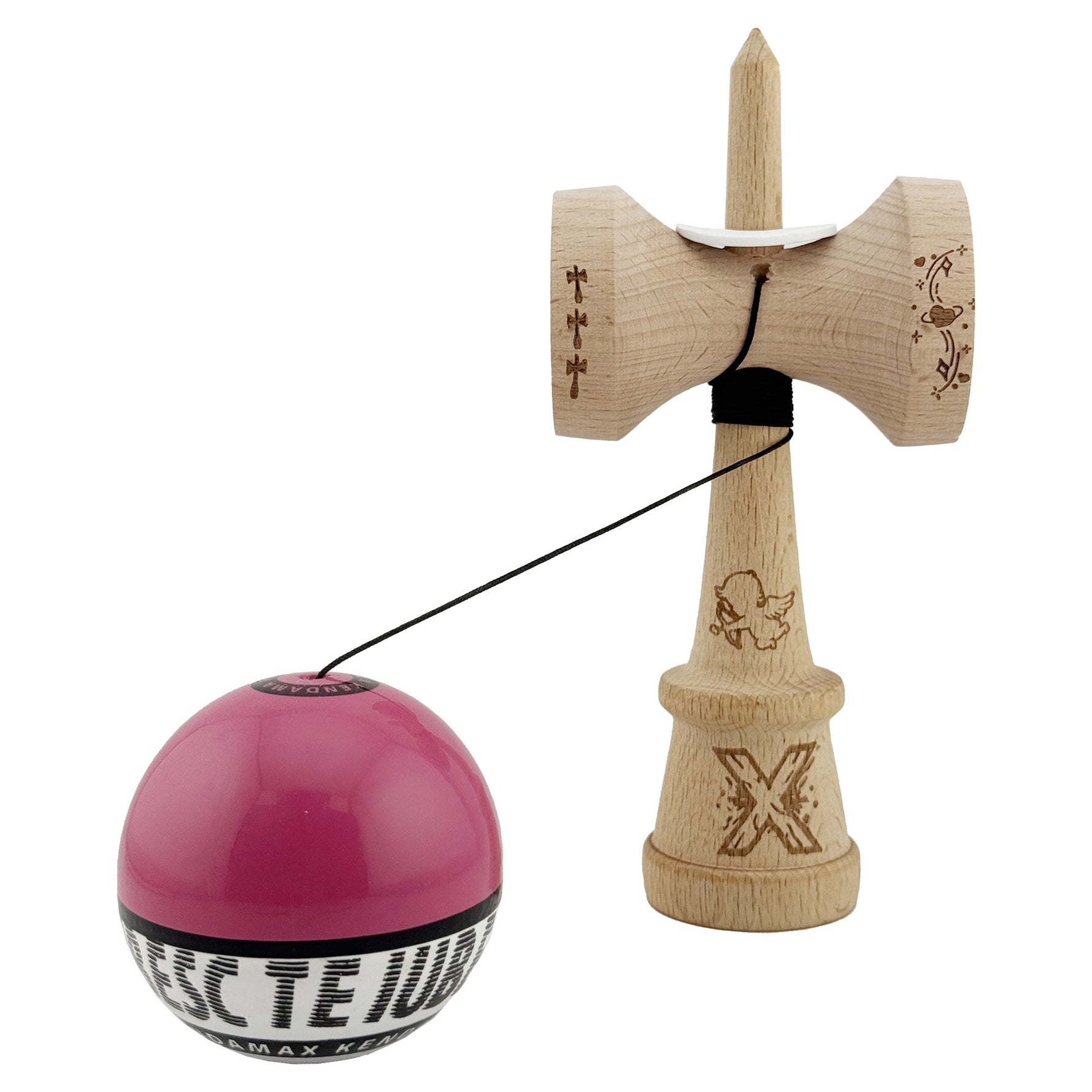 Kendama X TE IUBESC Originala, Profesionala, Flippy, Super Sticky cu Cupe Mari KING SIZE V3, Gaura in Baza, Rulment