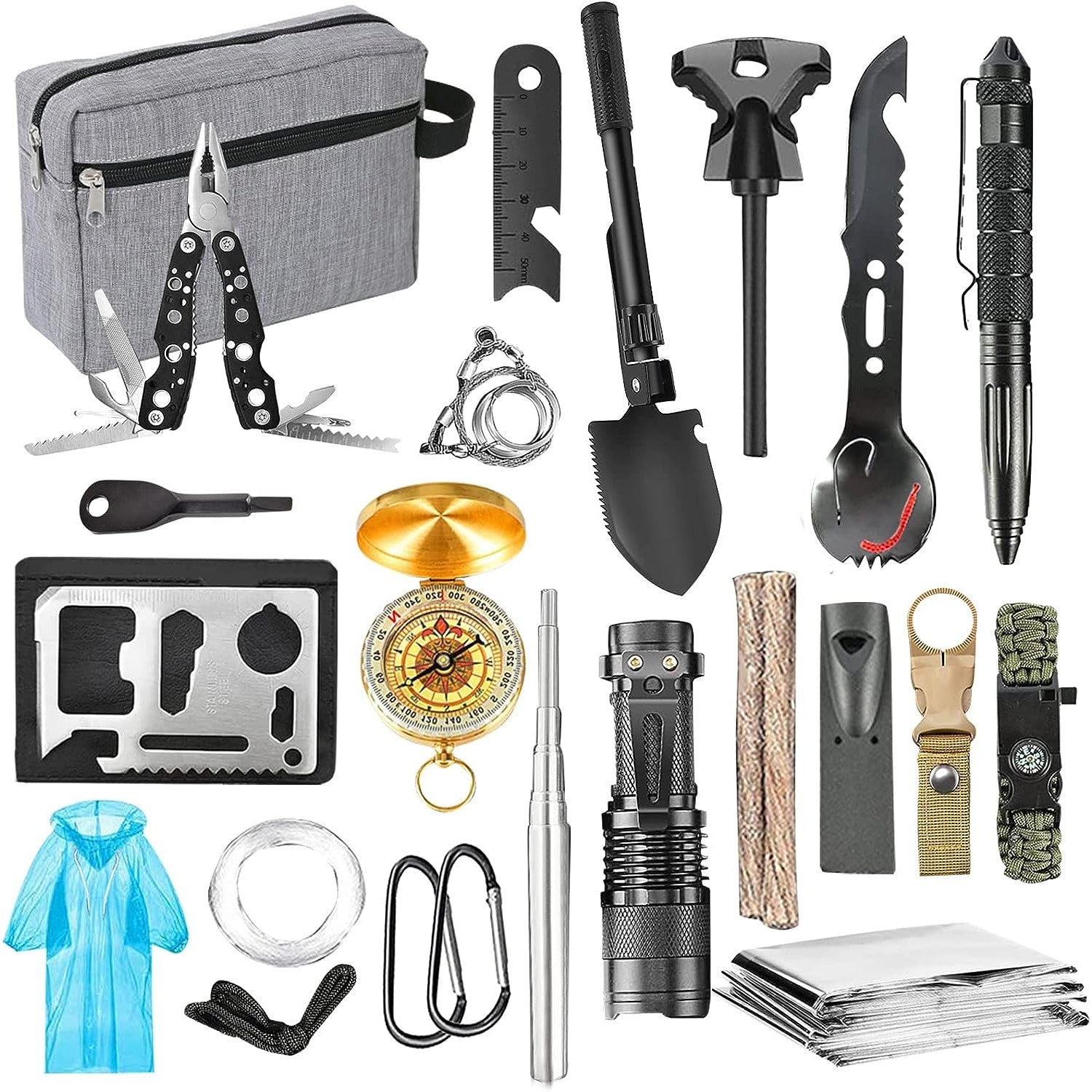 Kit supravietuire multifunctional Flippy, Instrumente profesionale, Agatatoare ghiozdan, pentru Camping, Drumetii,