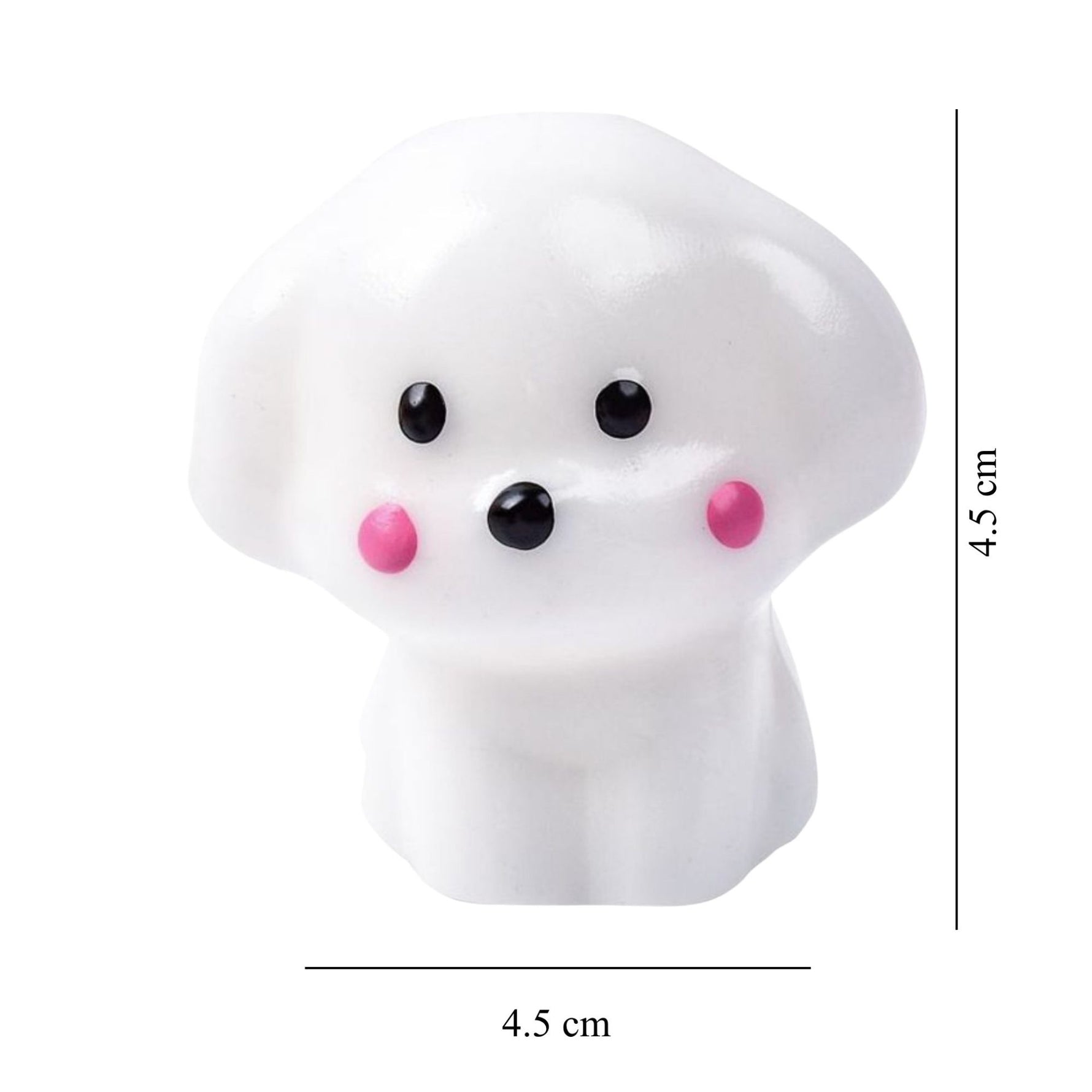 Jucarie Interactiva Antistres pentru Copii, Flippy, Squishy Catelus Kawaii, Silicon Moale, 4.5 x 4.5 cm, Alb/Roz