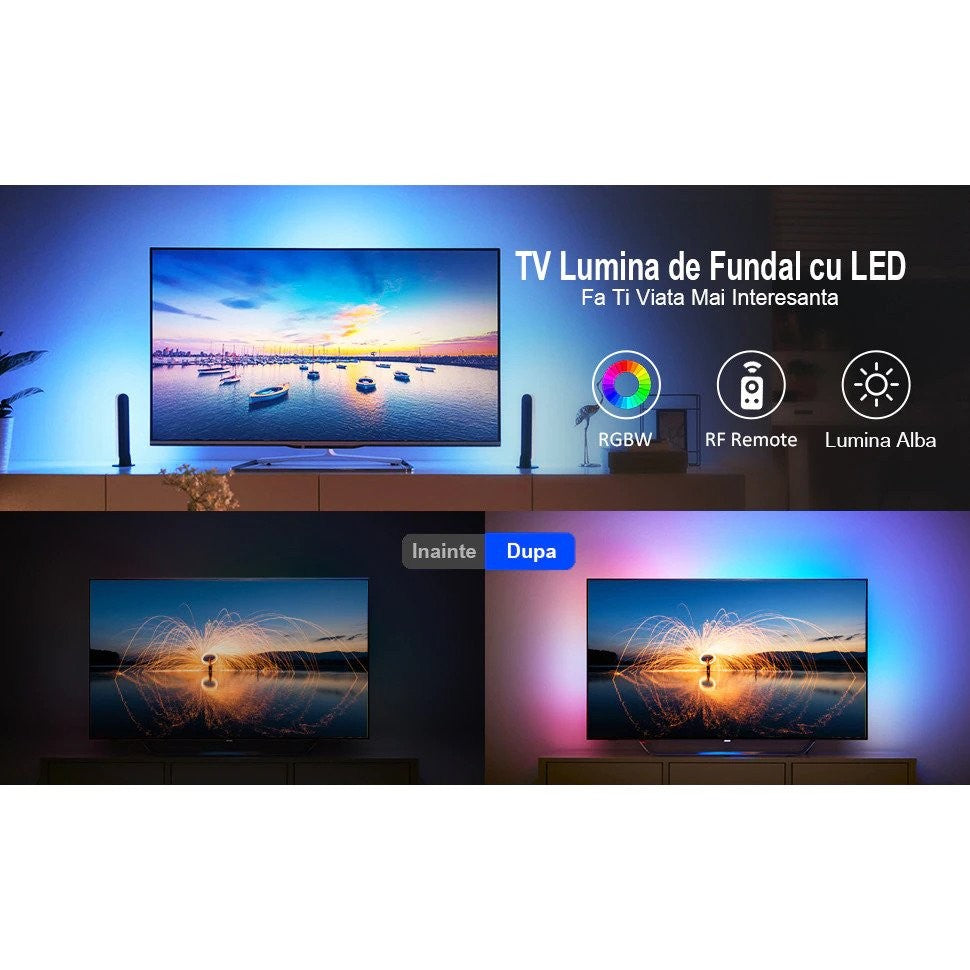 Kit Banda Led RGB SMD 5050 cu Transformator inclus Flippy - Lungime 5 M, 270 LED-uri, Telecomanda 44 taste, pentru TV,