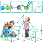 Kit de Constructie Fort 3D pentru Copii, Flippy, 560 g, 36 Sfere, 51 Tije, Panza Verde Impermeabil, 3 ani, Educativ,