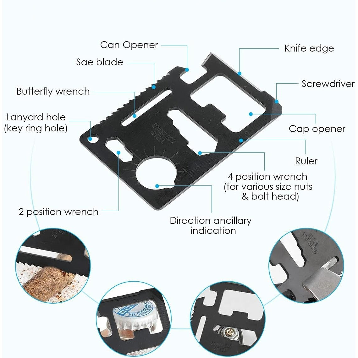 Kit supravietuire multifunctional 13 in 1 Flippy, Instrumente profesionale, agatatoare ghiozdan, pentru Camping,