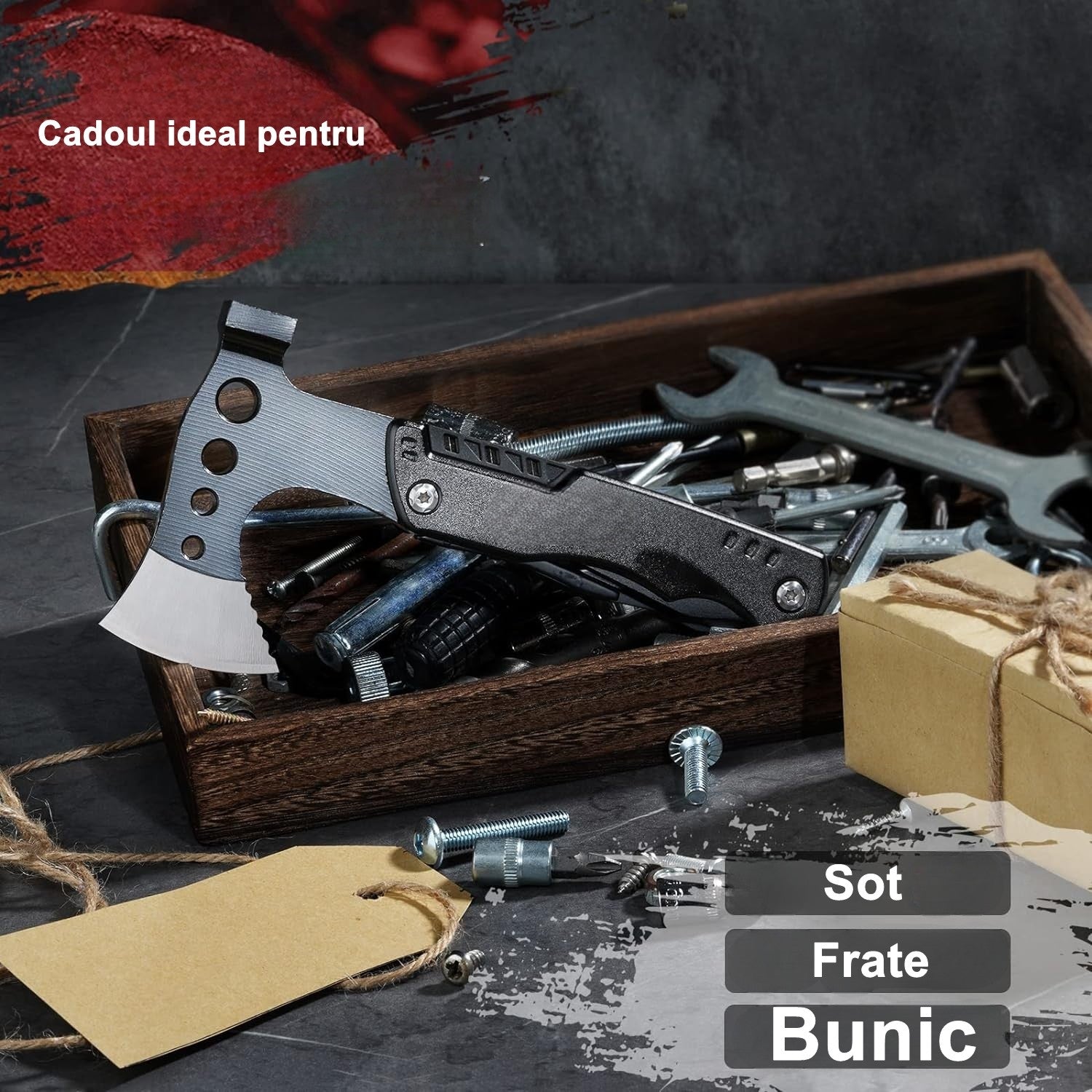 Kit supravietuire multifunctional 16 in 1 Flippy, Instrumente profesionale, Agatatoare ghiozdan, pentru Camping,