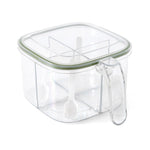 Cutie Depozitare Alimente, Flippy, din Plastic/Silicon, 20 x 10 x 10 cm, 5 Compartimente, Alb/Verde