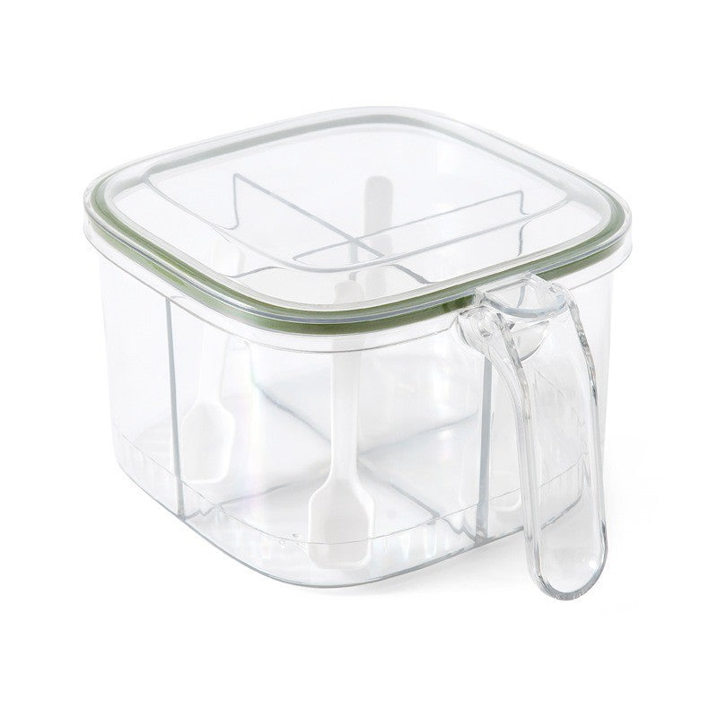 Cutie Depozitare Alimente, Flippy, din Plastic/Silicon, 20 x 10 x 10 cm, 5 Compartimente, Alb/Verde
