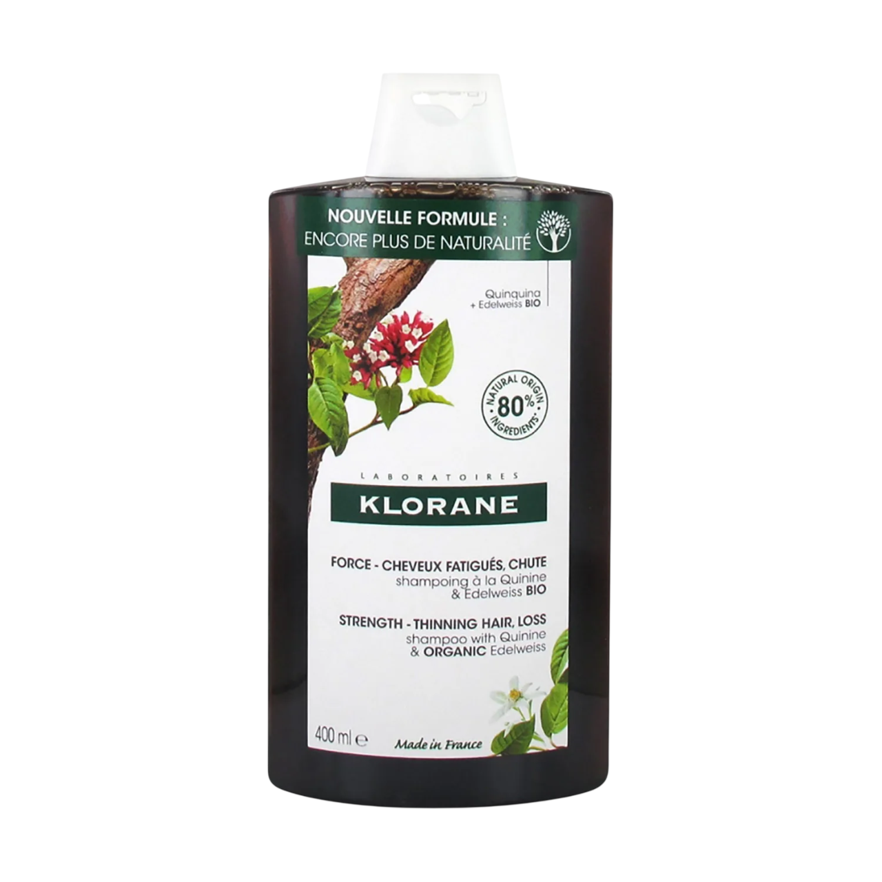 Klorane, Klorane, Quinine & Edelweiss, Șampon pentru tratamentul părului, Întărire, Pentru păr subțire, 400 ml