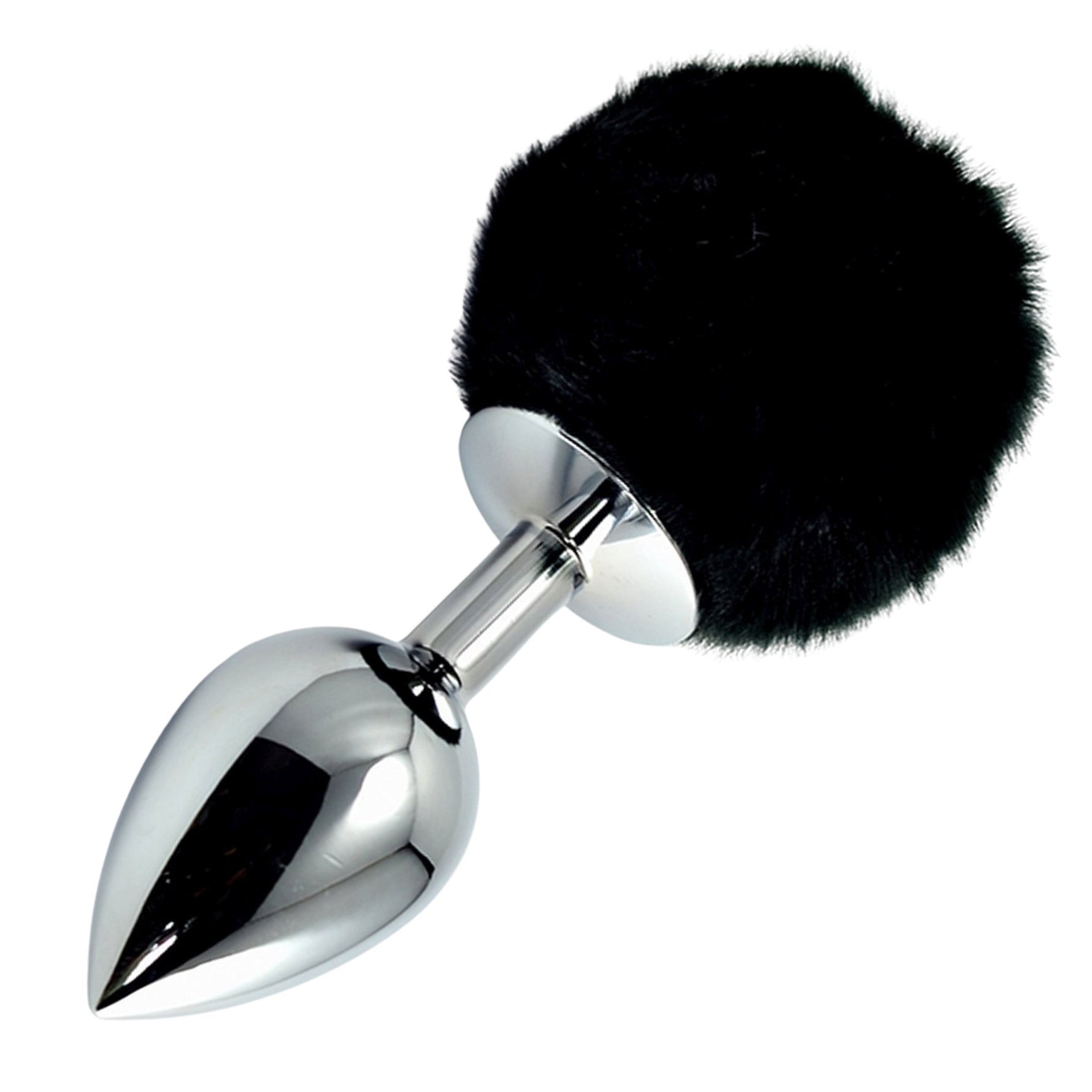 Plug anal mare din argint Lovetoy cu pompom negru