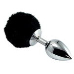 Plug anal mic argintiu Lovetoy cu pompom negru