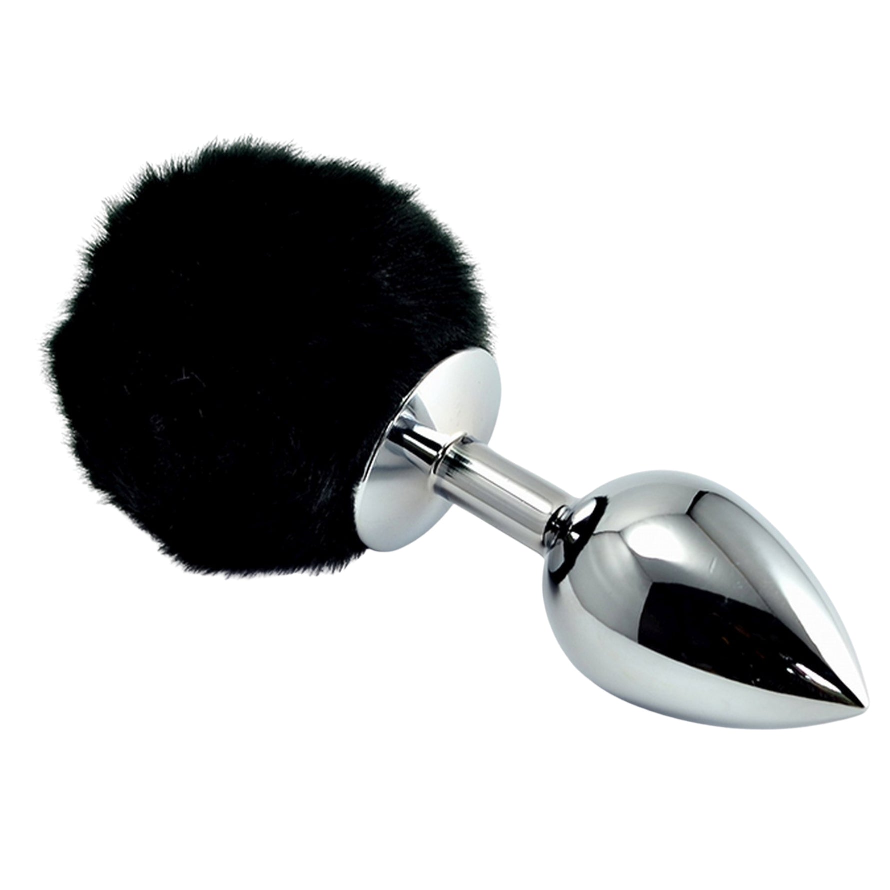 Plug anal mic argintiu Lovetoy cu pompom negru
