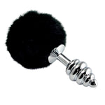 Plug anal spiralat argintiu Lovetoy cu pompom negru
