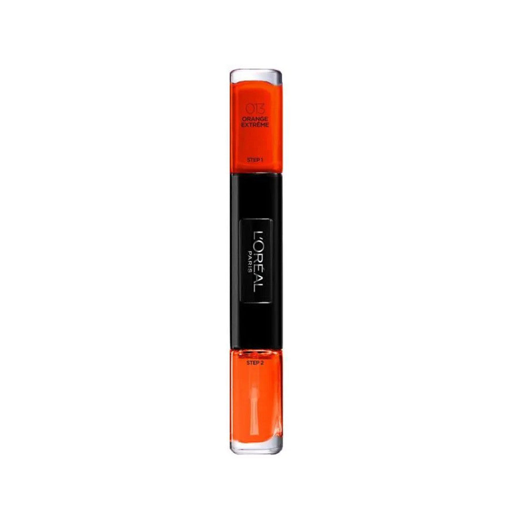 L'Oreal Paris, Infallible, Efect de gel, Ojă de unghii 2-în-1, 013, Portocaliu Extrem, 2 x, 5 ml - Olmarkt