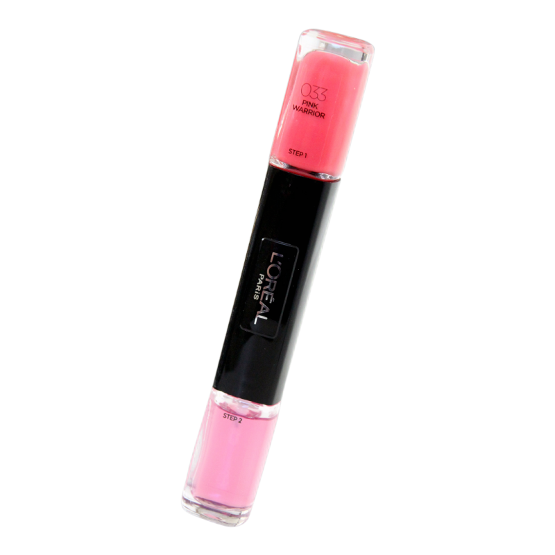 L'Oreal Paris, Infallible, Ojă de unghii 2-în-1, 033, Războinic roz, 2 x, 5 ml - Olmarkt