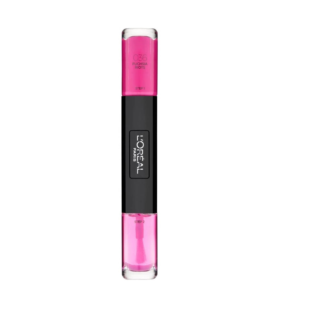 L'Oreal Paris, Infallible, Ojă de unghii 2-în-1, 036, Revolte Fucsia, 2 x, 5 ml - Olmarkt
