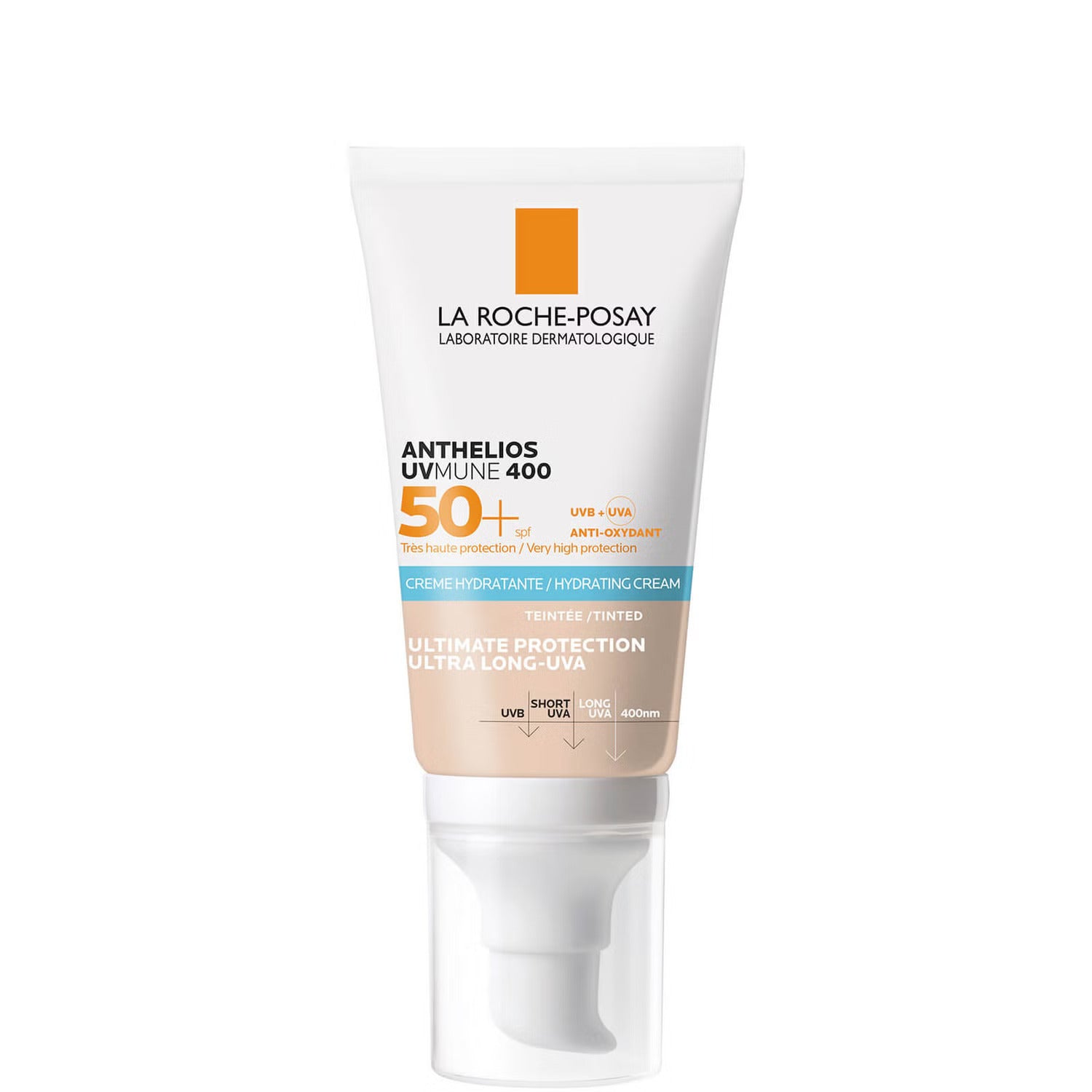 La Roche-Posay, Anthelios UVMune 400, Fără parfum, Hidratant, Hidratant colorat, SPF 50+, 50 ml