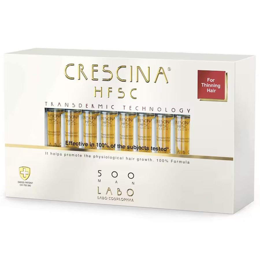 Labo, Crescina, Transdermic HFSC 500, Pentru stimularea creșterii, Ser tratament în fiole, Pentru scalp, Pentru bărbați, 20 buc, 3.5 ml