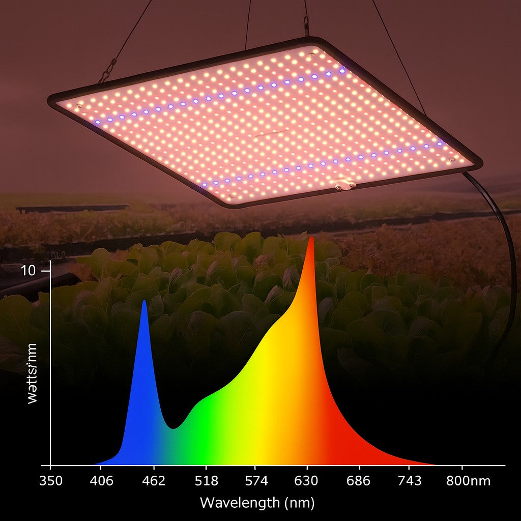 Lampa Crestere Plante, Flippy, Model Keel Edge, 500 LED, 85-265 V, 45 W, Spectru Alb Cald, Rosu si Albastru, 30 x 30