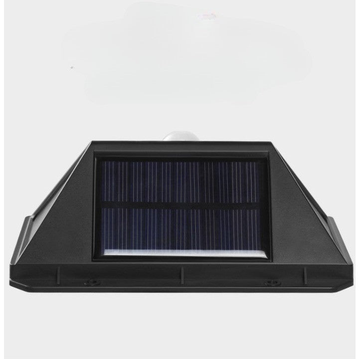 Lampa cu incarcare solara pentru exterior, 100 LED cu distanta de inductie, montaj pe perete, fara cabluri, cu 4 fete,