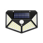 Lampa cu incarcare solara pentru exterior, 100 LED cu distanta de inductie, montaj pe perete, fara cabluri, cu 4 fete,