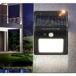 Lampa cu incarcare solara si senzor de miscare pentru exterior, 64 LED cu distanta de inductie, montaj pe perete, fara