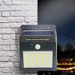 Lampa cu incarcare solara si senzor de miscare pentru exterior, 64 LED cu distanta de inductie, montaj pe perete, fara