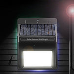 Lampa cu incarcare solara si senzor de miscare pentru exterior, 64 LED cu distanta de inductie, montaj pe perete, fara