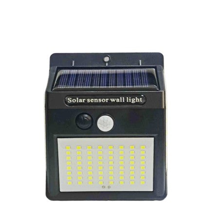 Lampa cu incarcare solara si senzor de miscare pentru exterior, 64 LED cu distanta de inductie, montaj pe perete, fara