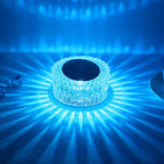 Lampa LED RGB 16, Flippy, 3 Nivele de Intensitate, Incarcare USB, 3W, Cristal Acrilic, 6x12 cm, Telecomanda, Transparent