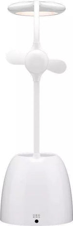 Lampa de birou cu ventilator Acumulator si Suport de pixuri alba Goobay