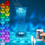 Lampa de birou pe LED RGB 16, Flippy, dimmer tactil, 3 nivele de intensitate, incarcare USB, 3W, Cristal Acrilic, 8x19