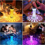 Lampa de birou pe LED RGB 16, Flippy, dimmer tactil, 3 nivele de intensitate, incarcare USB, 3W, Cristal Acrilic, 8x19