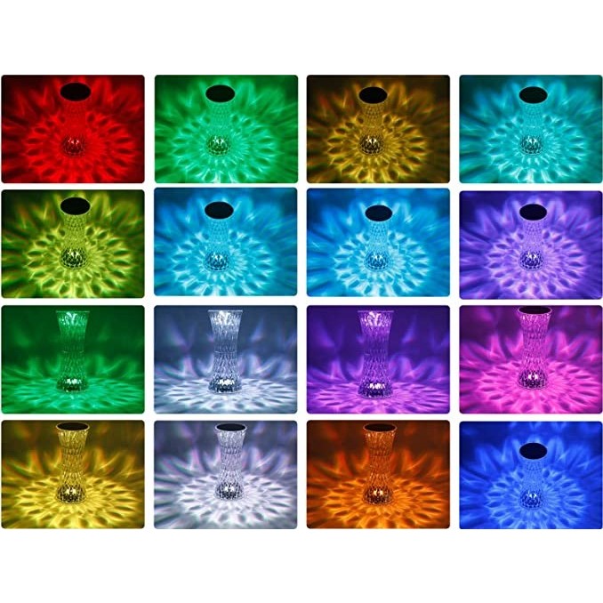 Lampa de birou pe LED RGB 16, Flippy, dimmer tactil, 3 nivele de intensitate, incarcare USB, 3W, Cristal Acrilic, 8x19
