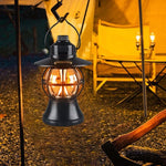 Lampă de camping retro portabilă, Felinar Vintage LED ABS, Acumulator inclus 1200 mAh, reincarcabila, 20 cm inaltime, 3