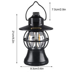 Lampă de camping retro portabilă, Felinar Vintage LED ABS, Acumulator inclus 1200 mAh, reincarcabila, 20 cm inaltime, 3