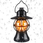Lampă de camping retro portabilă, Felinar Vintage LED ABS, Acumulator inclus 1200 mAh, reincarcabila, 20 cm inaltime, 3