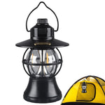 Lampă de camping retro portabilă, Felinar Vintage LED ABS, Acumulator inclus 1200 mAh, reincarcabila, 20 cm inaltime, 3