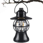 Lampă de camping retro portabilă, Felinar Vintage LED ABS, Acumulator inclus 1200 mAh, reincarcabila, 20 cm inaltime, 3