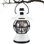 Lampă de camping retro portabilă, Felinar Vintage LED ABS, Acumulator inclus 1200 mAh, reincarcabila, 20 cm inaltime, 3