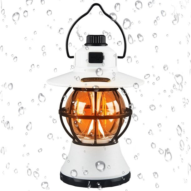 Lampă de camping retro portabilă, Felinar Vintage LED ABS, Acumulator inclus 1200 mAh, reincarcabila, 20 cm inaltime, 3