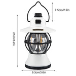 Lampă de camping retro portabilă, Felinar Vintage LED ABS, Acumulator inclus 1200 mAh, reincarcabila, 20 cm inaltime, 3