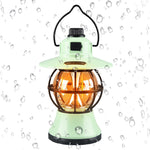 Lampă de camping retro portabilă, Felinar Vintage LED ABS, Acumulator inclus 1200 mAh, reincarcabila, 3 moduri de