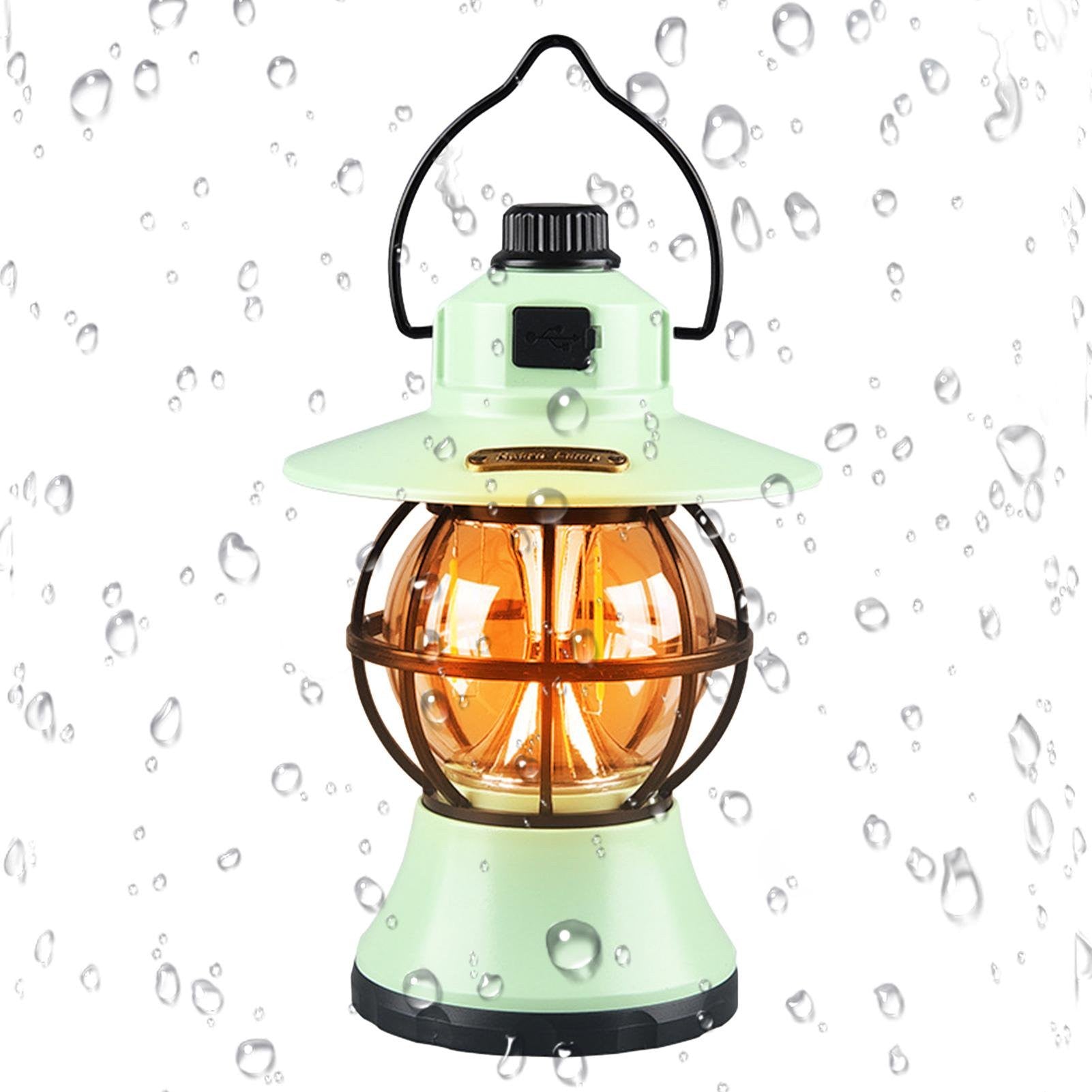 Lampă de camping retro portabilă, Felinar Vintage LED ABS, Acumulator inclus 1200 mAh, reincarcabila, 3 moduri de
