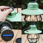 Lampă de camping retro portabilă, Felinar Vintage LED ABS, Acumulator inclus 1200 mAh, reincarcabila, 3 moduri de