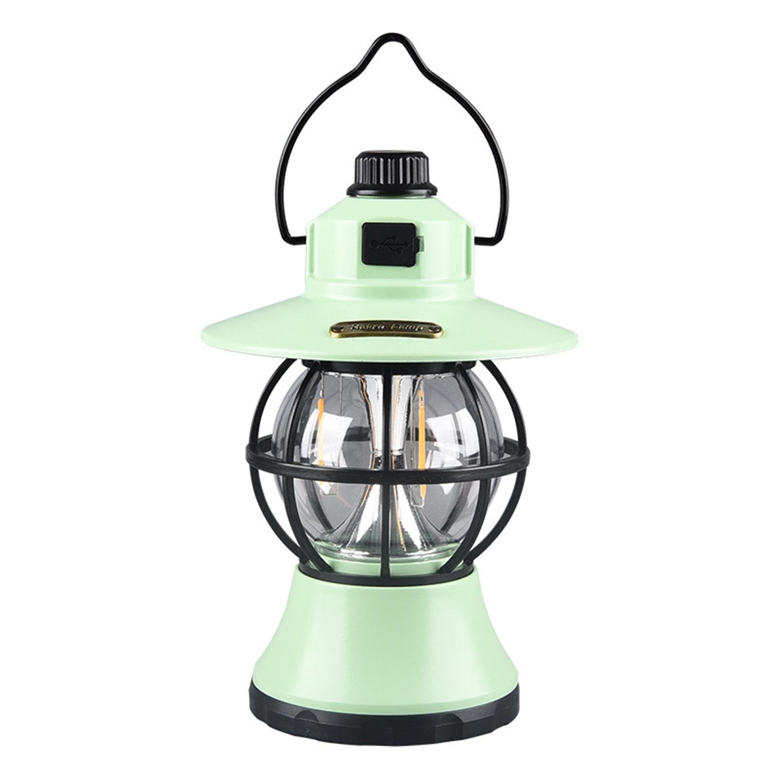 Lampă de camping retro portabilă, Felinar Vintage LED ABS, Acumulator inclus 1200 mAh, reincarcabila, 3 moduri de