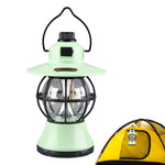 Lampă de camping retro portabilă, Felinar Vintage LED ABS, Acumulator inclus 1200 mAh, reincarcabila, 3 moduri de