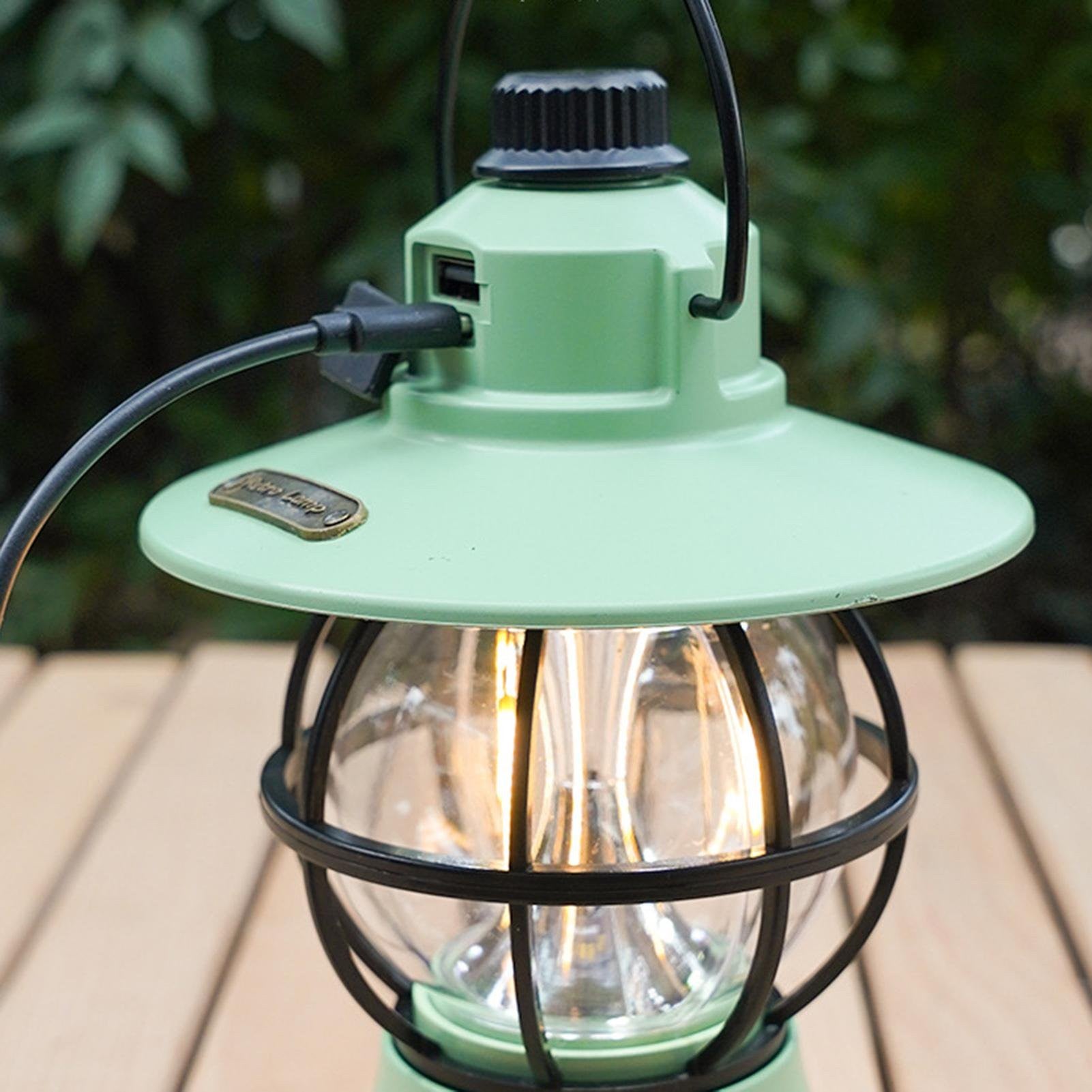 Lampă de camping retro portabilă, Felinar Vintage LED ABS, Acumulator inclus 1200 mAh, reincarcabila, 3 moduri de
